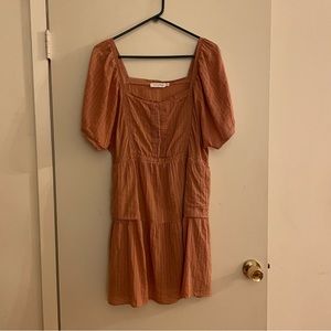 Coral Cotton Midi Dress